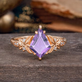 Luxe Vintage 4 Prong Kite-Cut Natural Amethyst Engagement Ring